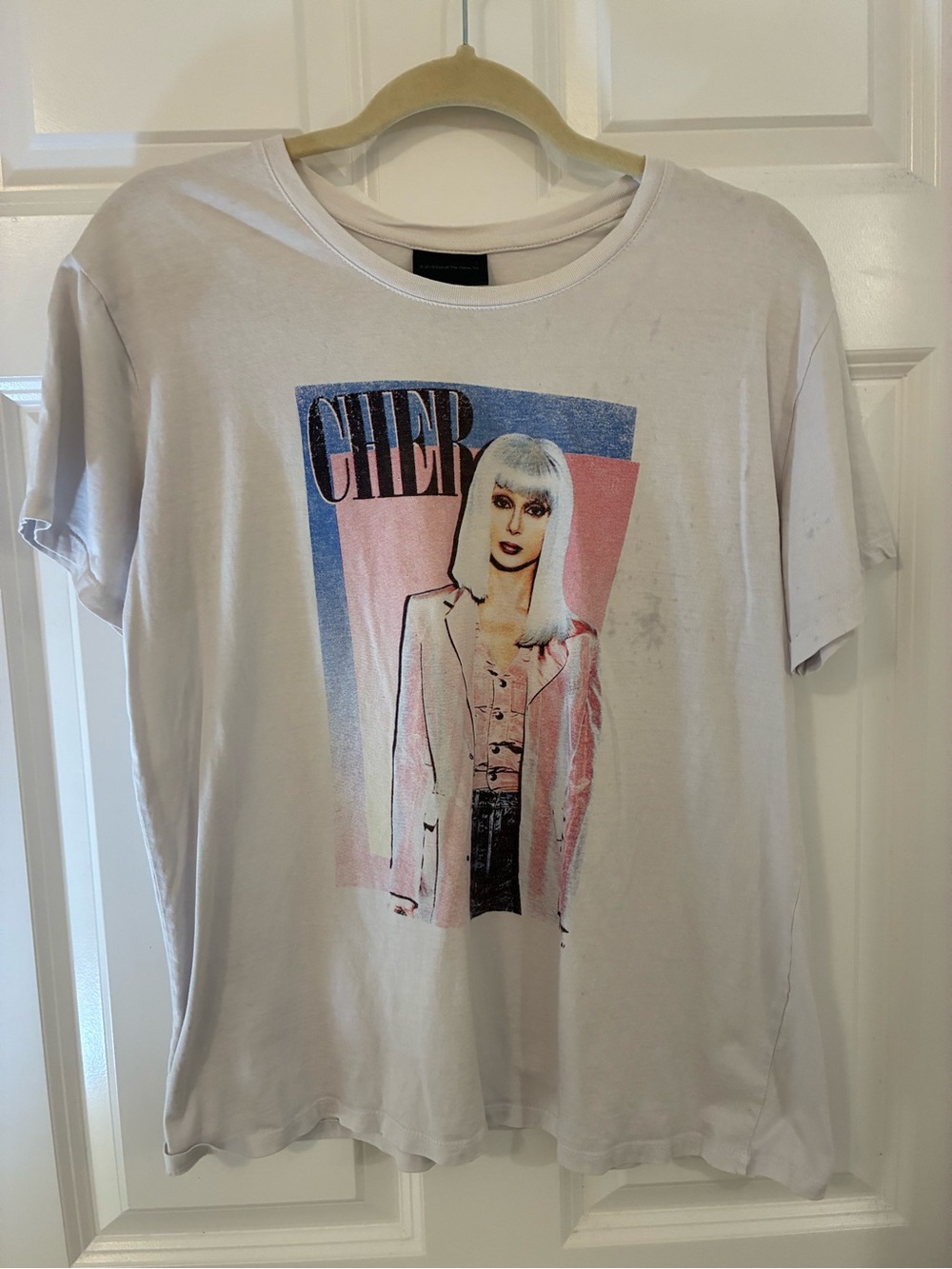 Cher Graphic Tee - White and Pink Women's Top Large